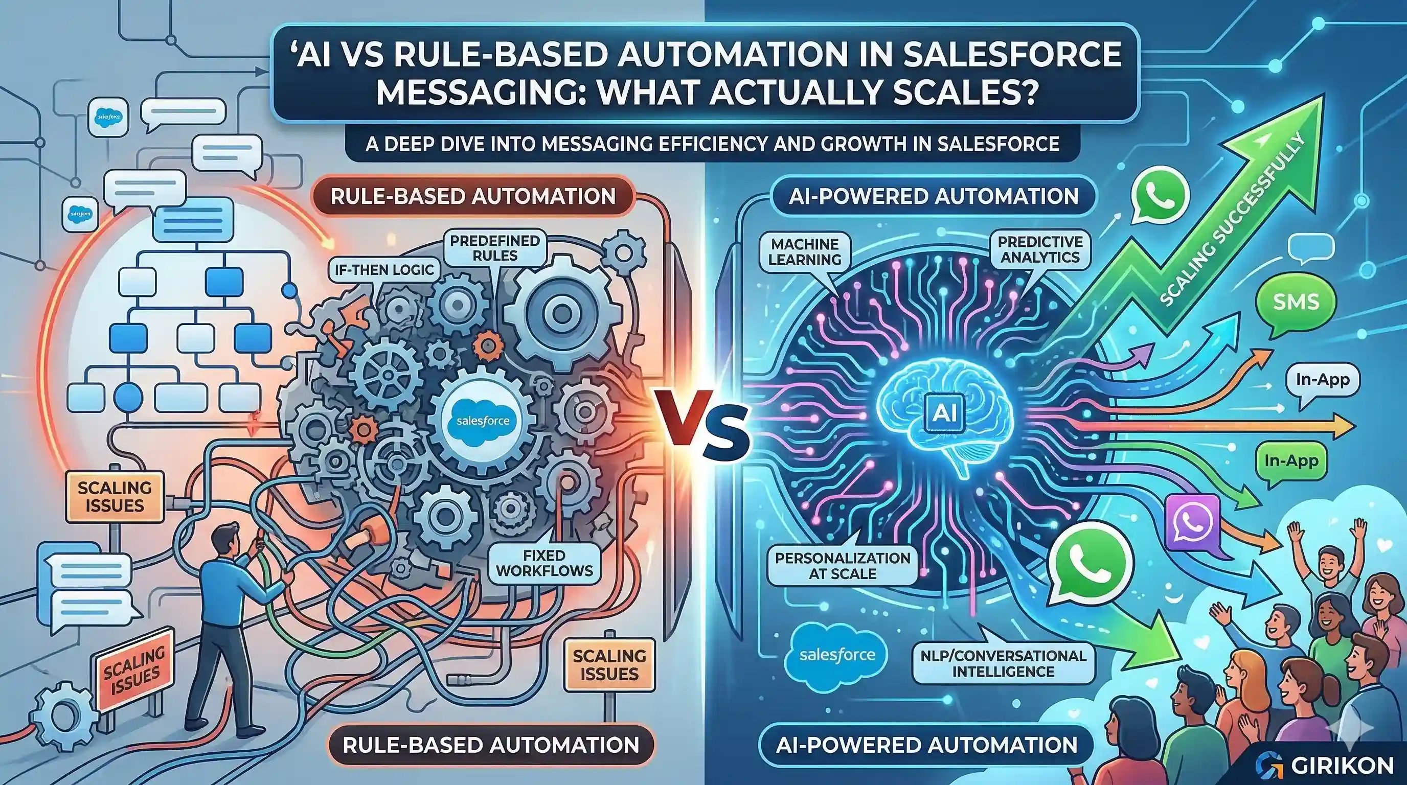 AI vs Rule-Based Automation in Salesforce Messaging: What Actually Scales?